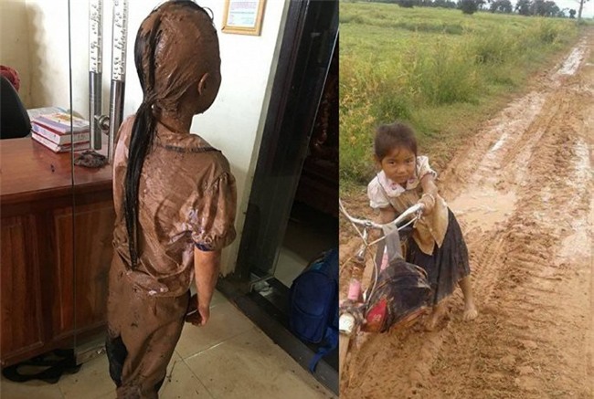 Xót xa cảnh học sinh đầu tóc lấm lem, lội bùn đến trường ở Đắk Lắk - Ảnh 1.